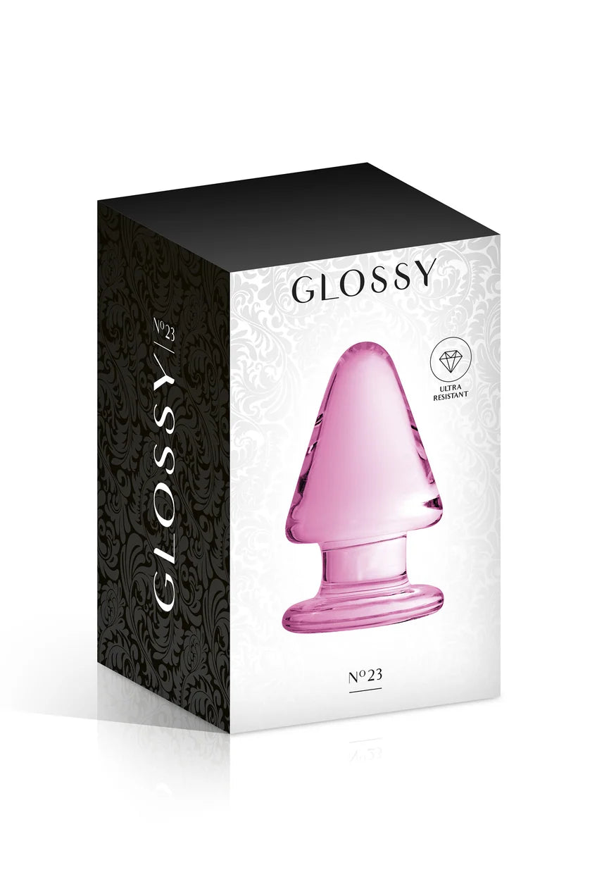 Glossy Toys n°23, plug anal en verre rose diamètre 5,5cm