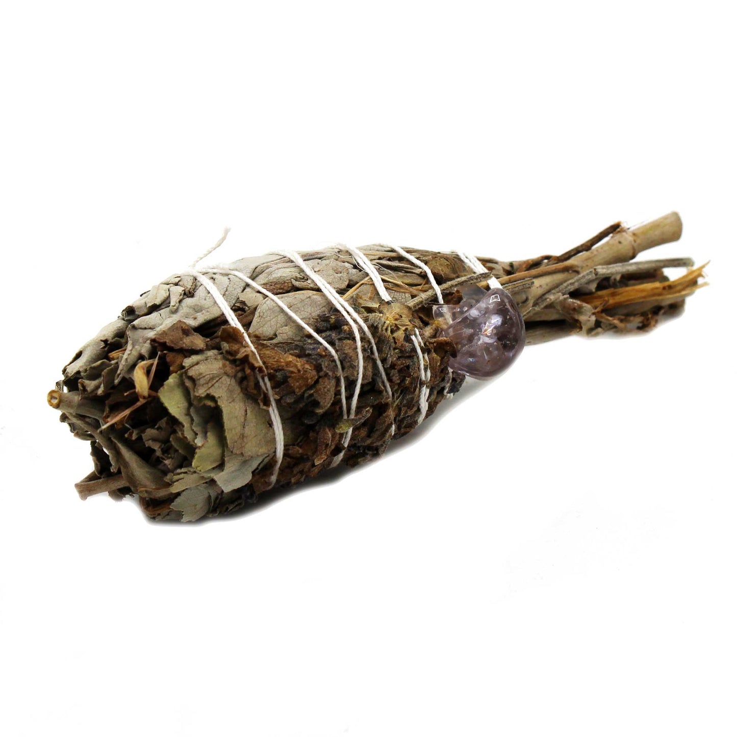 Smudge Stick - Torche de sauge de guérison spirituelle (améthyste) 10 cm